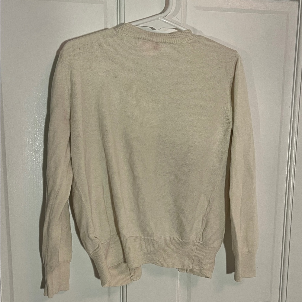 Girls Cream Ruffle Cardigan Sweater - Picture 2 of 3